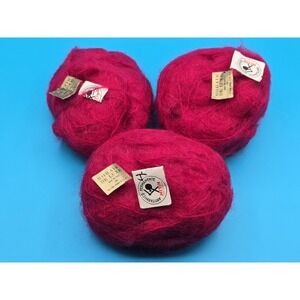 Mohair Deluxe Italy 85 Yds Each 255 Yds Total Lot Of 3 Mitin Pink Red Fusion